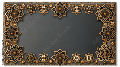 Elegant Flat Abstract Rangoli and Star Border Frame with Generous Copy Space for Text or Branding - Perfect for Festive & Cultural Announcements