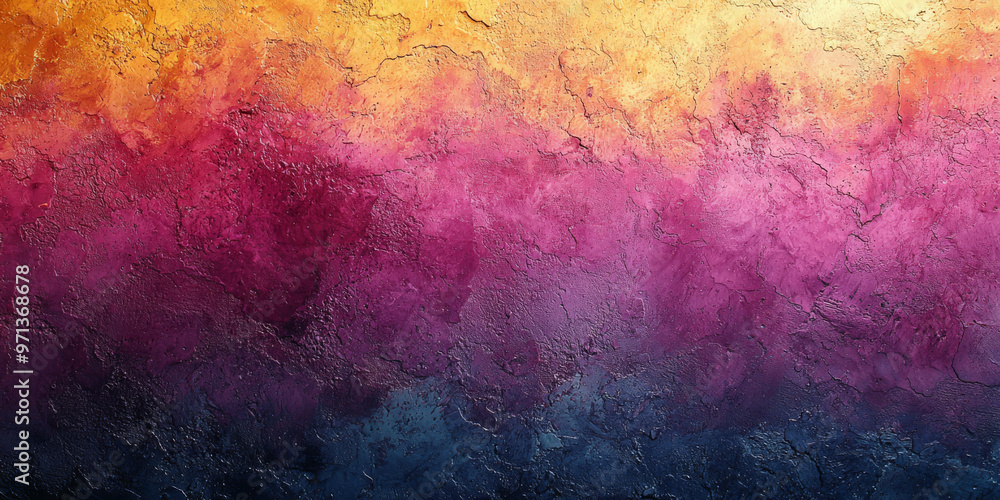 Obraz premium Textured wall with a gradient of colors from yellow to blue.