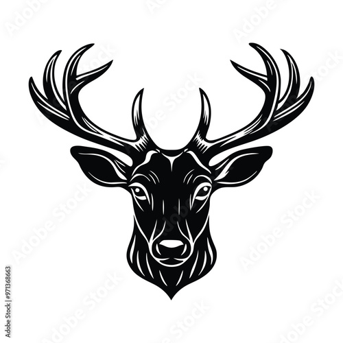 black deer head silhouette vector illustration