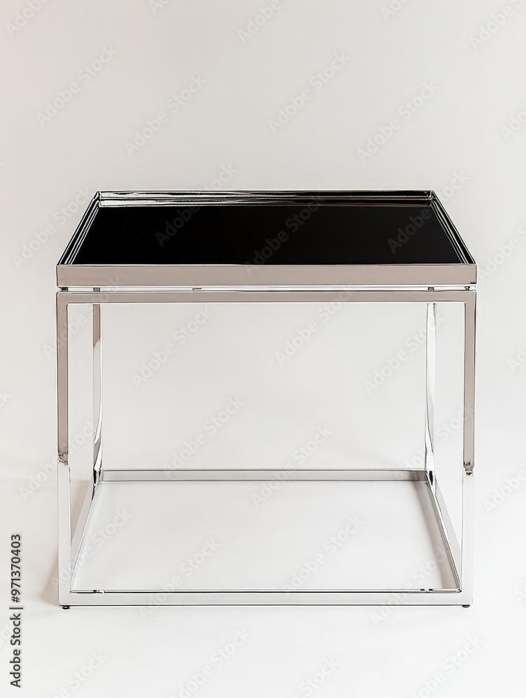 Modern Square Coffee Table with Glass Top and Chrome Frame. Modern Square Coffee Table with Glass Top and Chrome Frame.