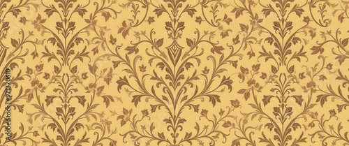 Ornate Floral Pattern on Yellow Background