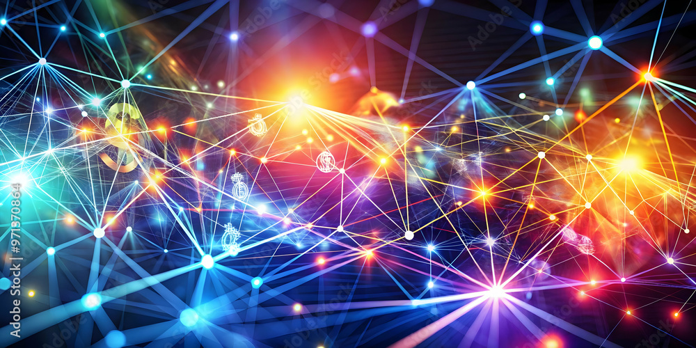 Glowing Abstract Financial Network Art: Vibrant Creative Digital Representation of Profits, Savings, and Spending in Modern Finance Glowing Abstract Financial Network Art: Vibrant Creative Digital Representation of Profits, Savings, and Spending in Modern Finance