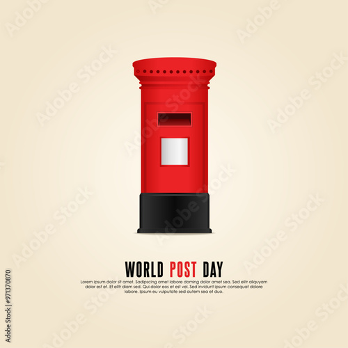 World Post Day. postbox design with brown colour background