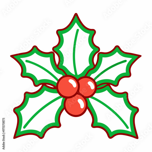 holly berries and leaves, holly berry and holly icons 