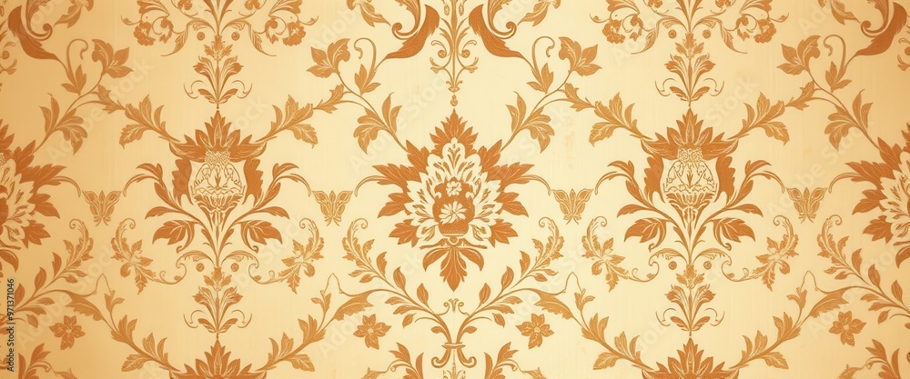 Fototapeta premium Vintage Floral Wallpaper with a Golden Brown Design