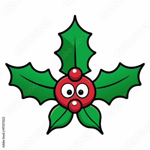 holly berries and leaves, holly berry and holly icon, Christmas 