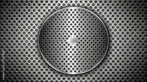 Technology background featuring seamless circle perforated carbon steel design