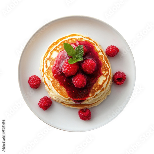 A Plate of a Stack of Raspb...