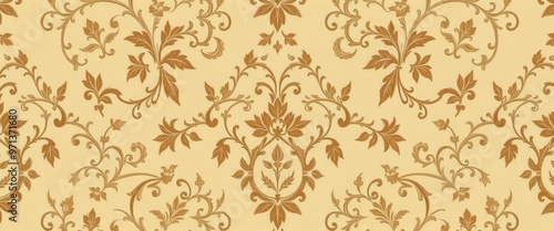 Intricate Gold Floral Pattern on Cream Background