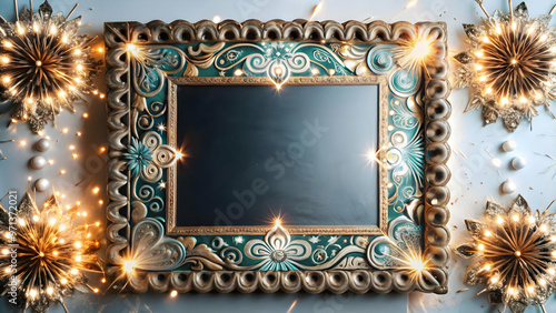 Abstract 3D Rangoli Border with Sparkler Shapes | Festive Cultural Frame Design