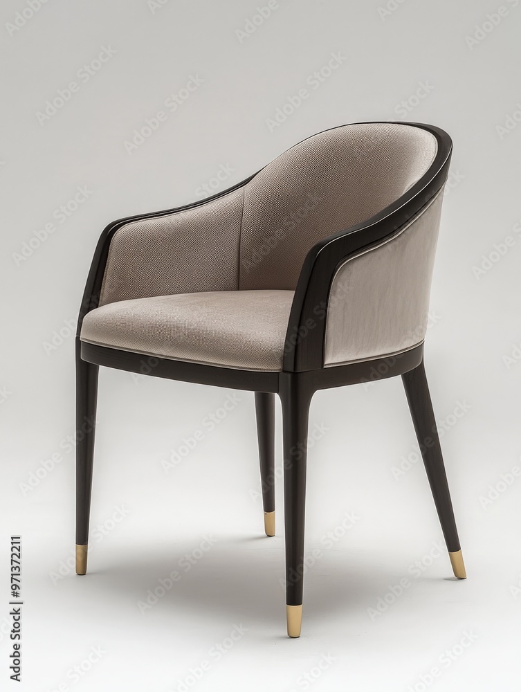 Elegant Upholstered Chair with Wooden Frame. Elegant Upholstered Chair with Wooden Frame.