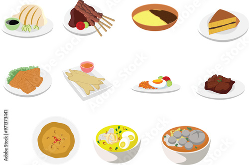 Indonesian Food cuisine culinary Illustration