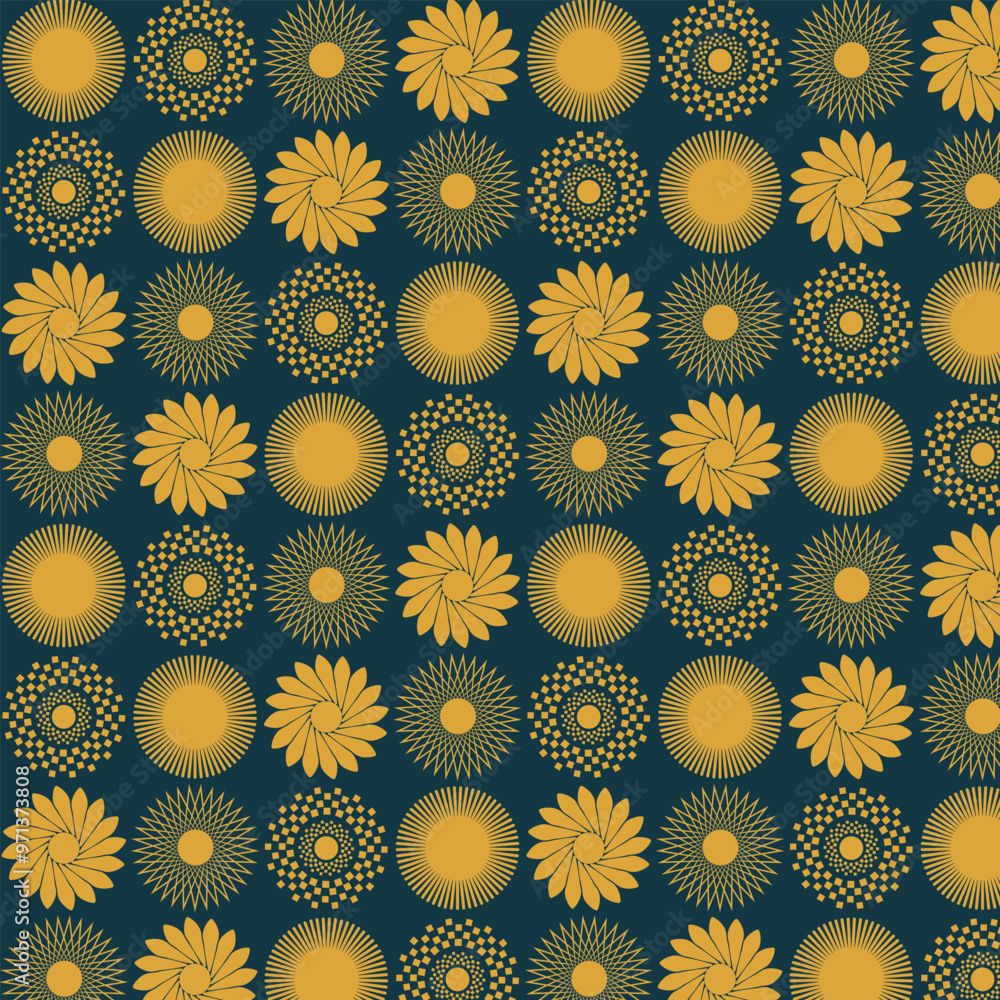 Boho geometrical flowers seamless vector pattern Boho geometrical flowers seamless vector pattern