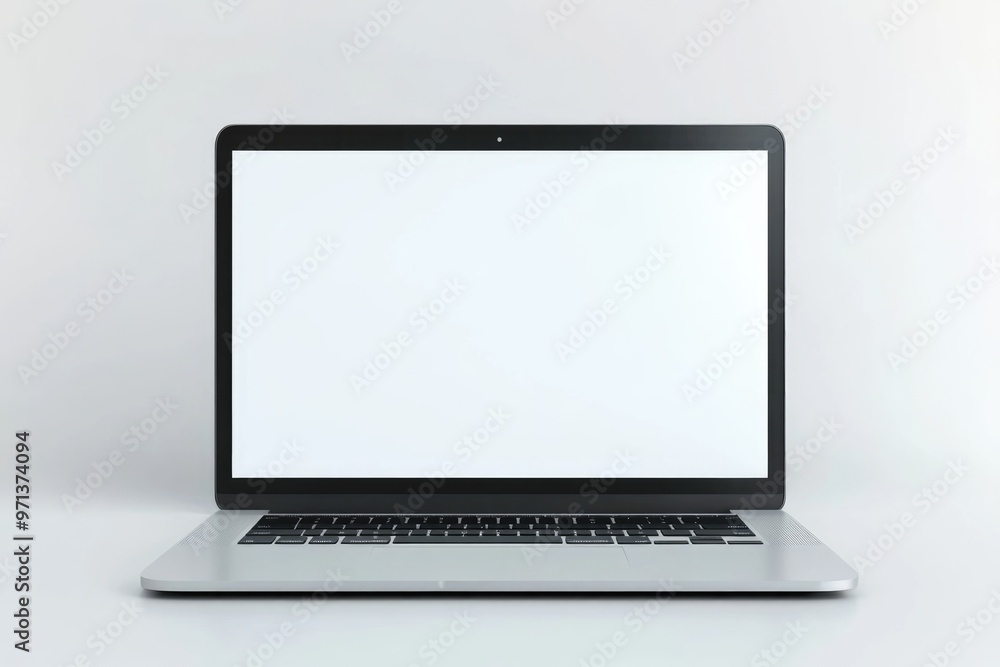 White laptop with blank screen on isolated background mockup. White laptop with blank screen on isolated background mockup.