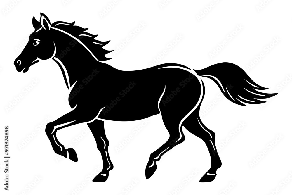 Obraz premium running horse silhouette, galloping horse silhouette vector, horse icon vector 