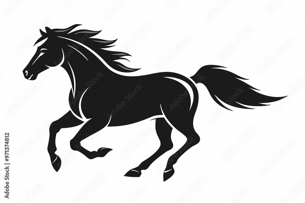 Obraz premium running horse silhouette, galloping horse silhouette vector, horse icon vector 