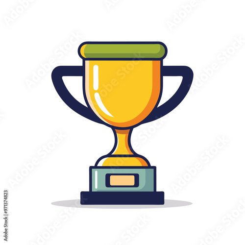 Trophy vector illustration, victory trophy vector graphic.