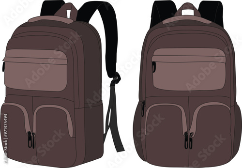 School backpack cartoon isolated, Set bag school flat isolated on white background, backpack icon colorfull