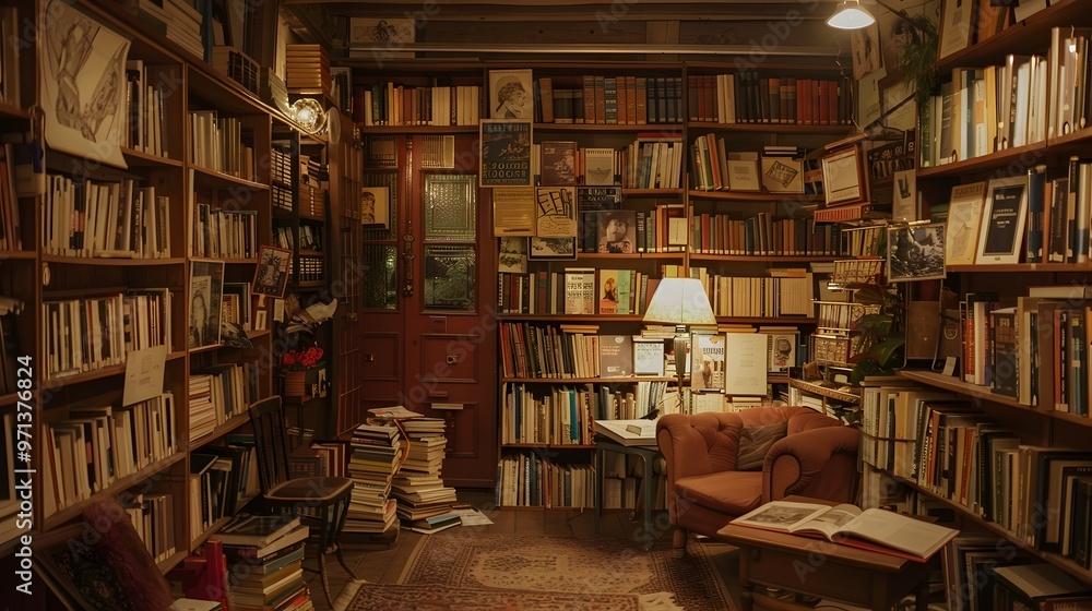 Cozy Bookshop Sanctuary Filled with Books and Comforts for Literary Cozy Bookshop Sanctuary Filled with Books and Comforts for Literary