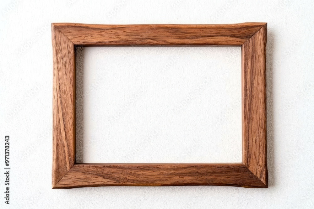 Thick brown wooden frame with a natural grain texture, isolated on white Thick brown wooden frame with a natural grain texture, isolated on white
