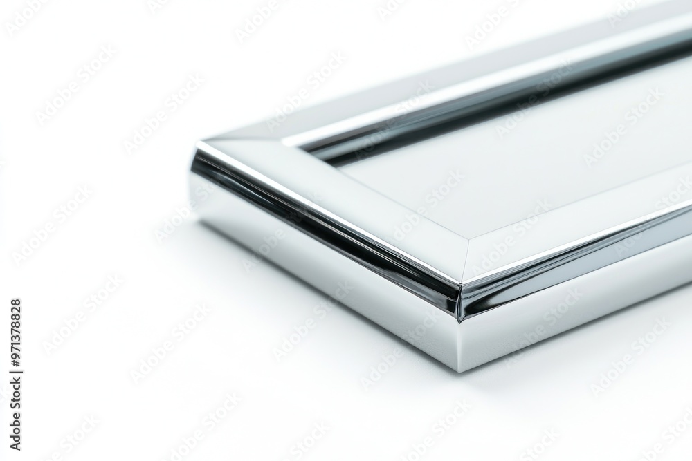 Sleek chrome frame with a polished finish, isolated on white Sleek chrome frame with a polished finish, isolated on white