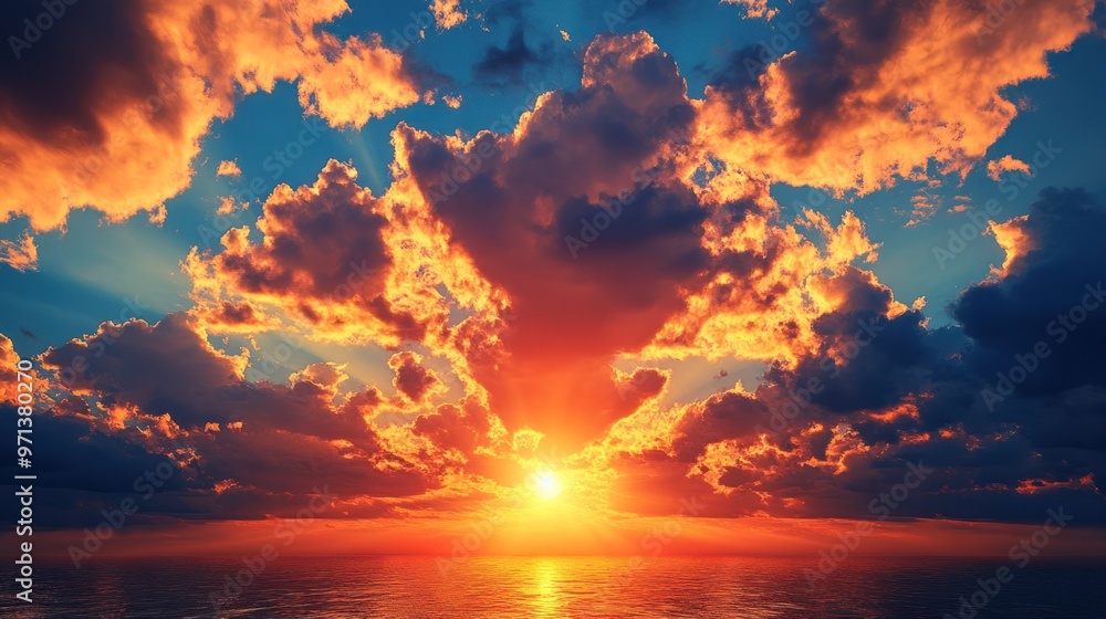 Fototapeta premium The sky is filled with clouds and the sun is shining brightly