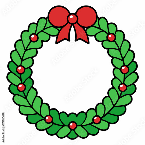 Wreath line art simple vector on white background, laurel wreath award