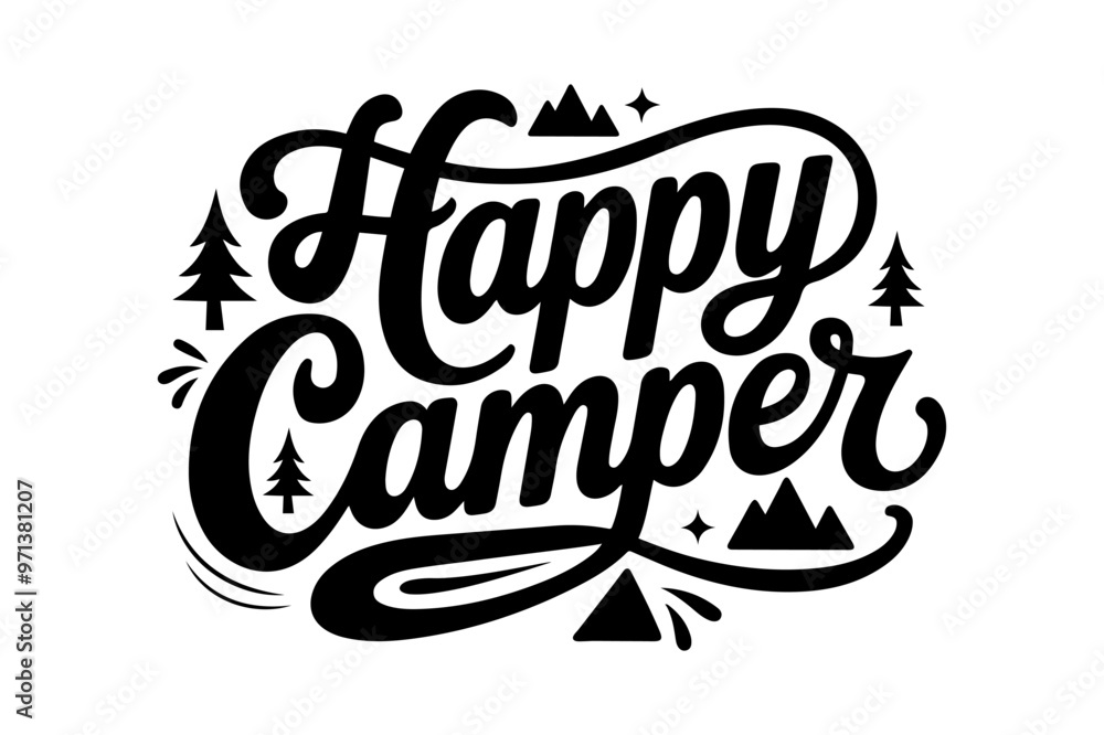 Happy camper playful vibrant typography Happy camper playful vibrant typography