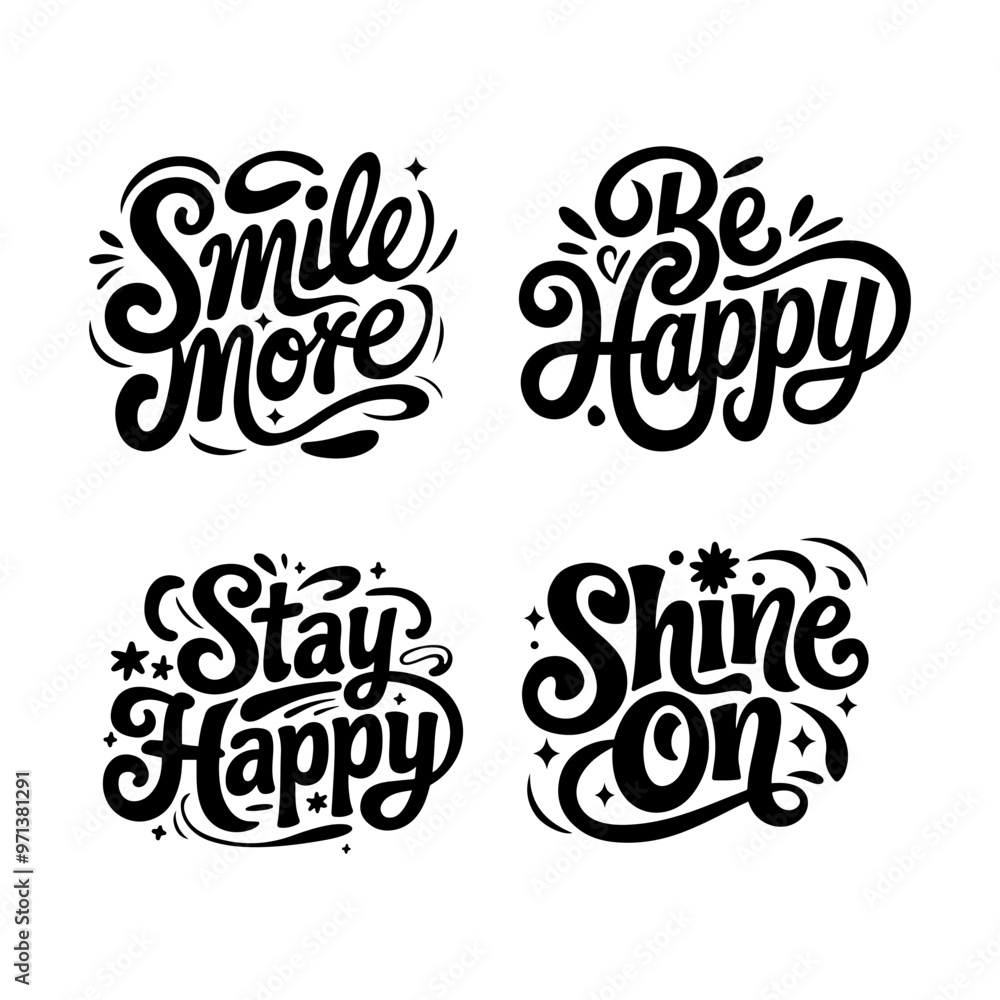 Fototapeta premium Positive quotes hand drawn playful vibrant typography