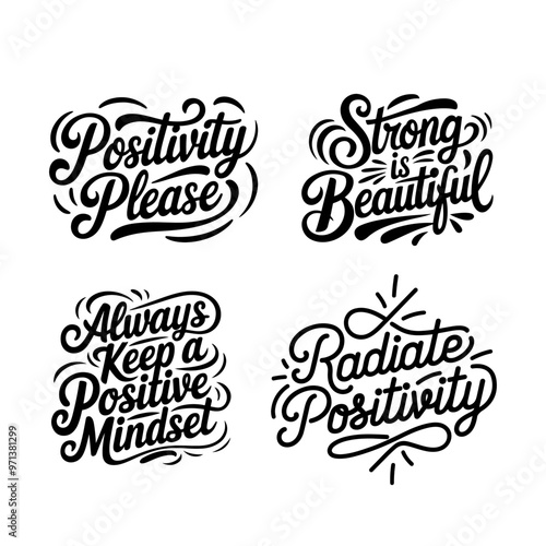 Positive vibes hand drawn playful vibrant typography