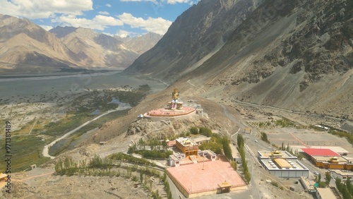 Aerial view of Leh Ladakh, Pangong Tso Lake, Maitreya Buddha, Diskit Monastery in Nubra Valley, Sand Dunes Nubra Valley, photo