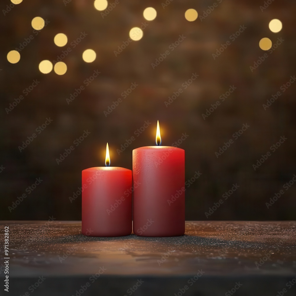 Christmas Eve candlelight, with a peaceful glow, 3D illustration, copy space for text, Christmas Eve candlelight, with a peaceful glow, 3D illustration, copy space for text,