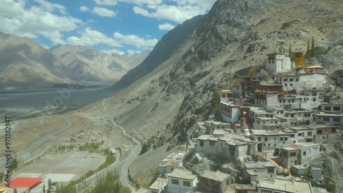 Aerial view of Leh Ladakh, Pangong Tso Lake, Maitreya Buddha, Diskit Monastery in Nubra Valley, Sand Dunes Nubra Valley, photo