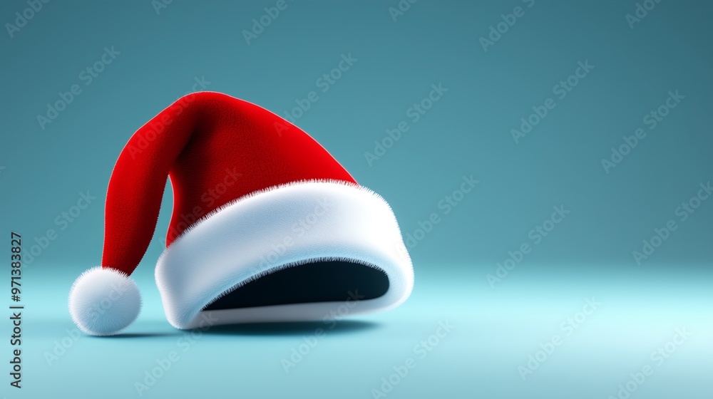 Red Santa hat on a plain background with soft lighting Red Santa hat on a plain background with soft lighting