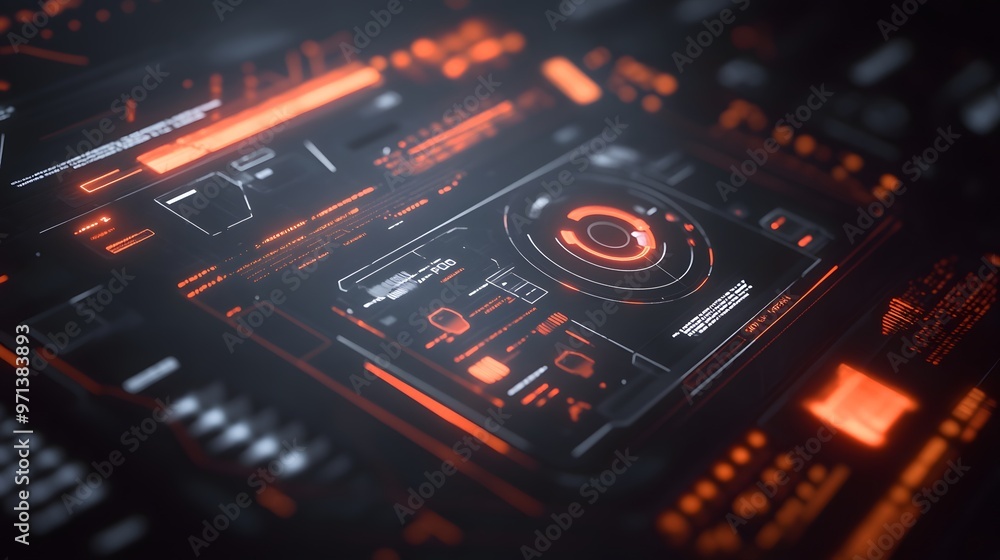 Overlay of minimalist HUD elements on a smooth muted surface Overlay of minimalist HUD elements on a smooth muted surface