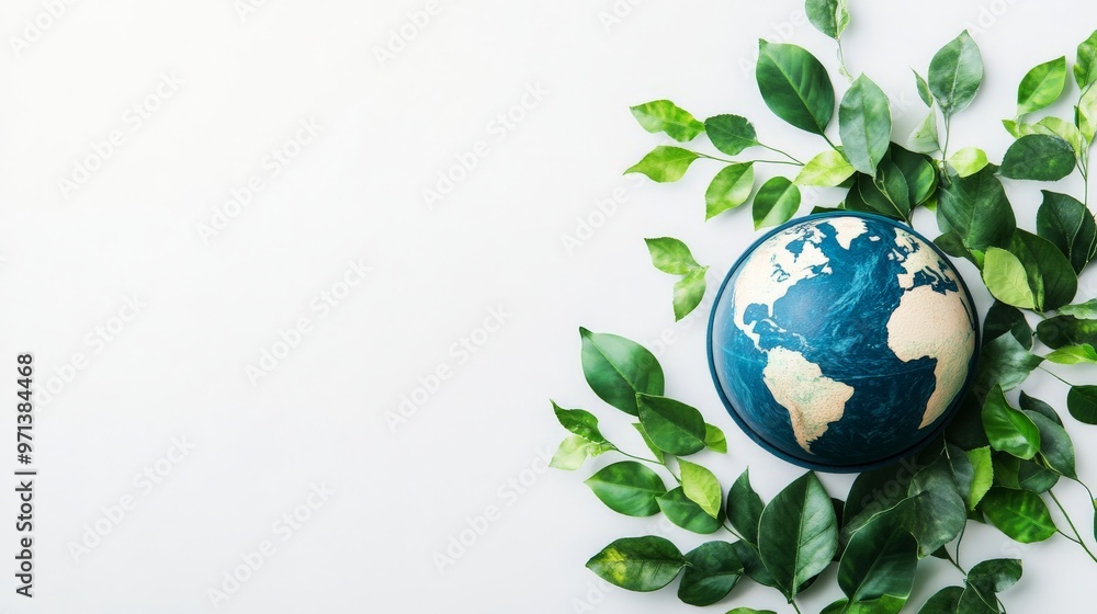 Green Earth Globe Surrounded by Greenery. Green Earth Globe Surrounded by Greenery.