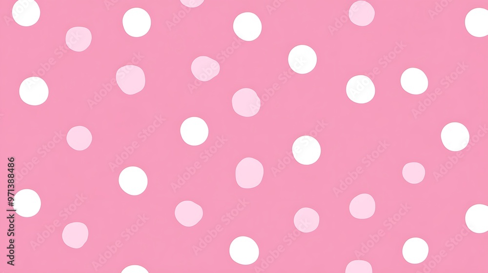 Playful Pink Polka Dots Seamless Pattern on Pastel Background in Classic Line Drawing Style - Flat Design Illustration Playful Pink Polka Dots Seamless Pattern on Pastel Background in Classic Line Drawing Style - Flat Design Illustration