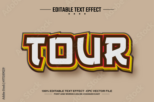 Tour 3D editable text effect template