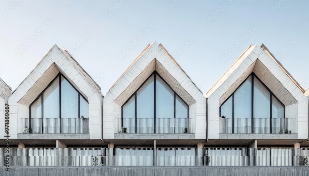 Modern Architecture: Three Houses with Unique Roofline. Modern Architecture: Three Houses with Unique Roofline.
