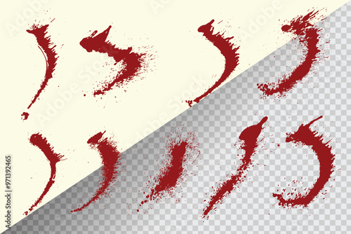 spray or splashes of blood, red ink, etc