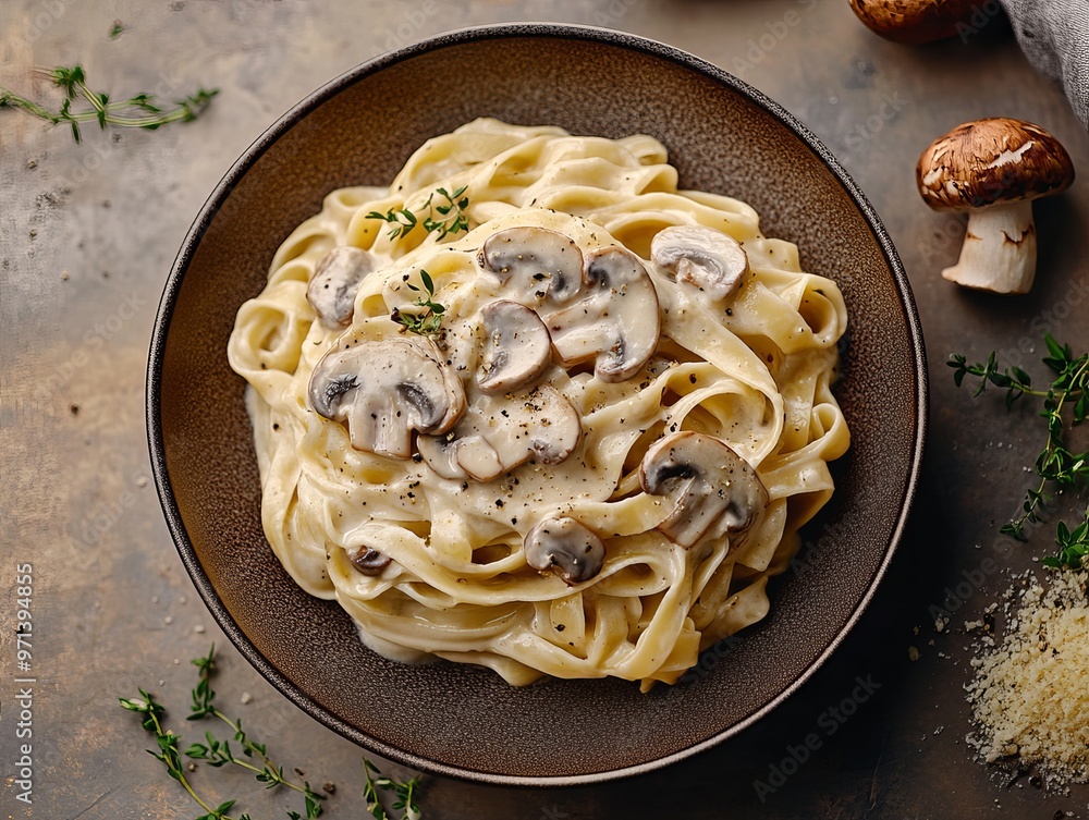 Gourmet Linguine Pasta with Fried Chicken Liver – Top View Meal Gourmet Linguine Pasta with Fried Chicken Liver – Top View Meal