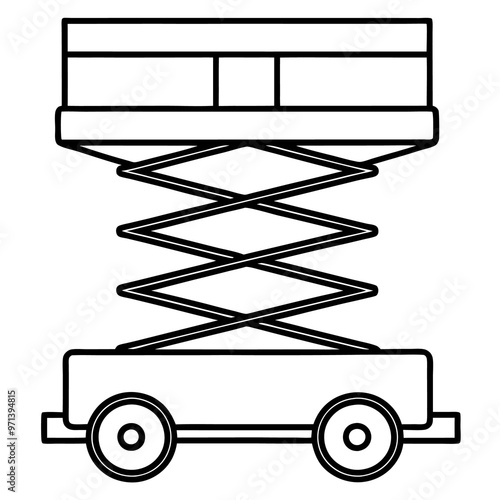 scissor lift machine outline coloring book page line art drawing photo