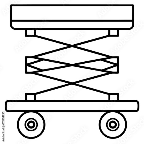 scissor lift machine outline coloring book page line art drawing