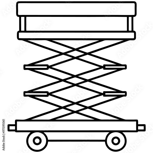 scissor lift machine outline coloring book page line art drawing
