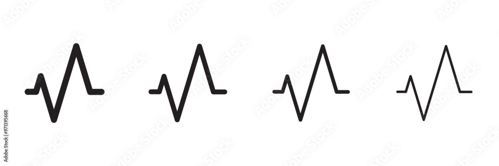 Cardiogram signal and sound wave sign 2 in 1 illustration isolated and outlined. Vector icons in flat style Cardiogram signal and sound wave sign 2 in 1 illustration isolated and outlined. Vector icons in flat style