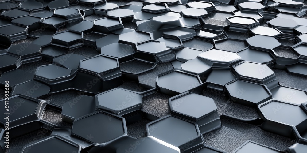 Abstract Hexagon Pattern, Metallic Structure. Abstract Hexagon Pattern, Metallic Structure.