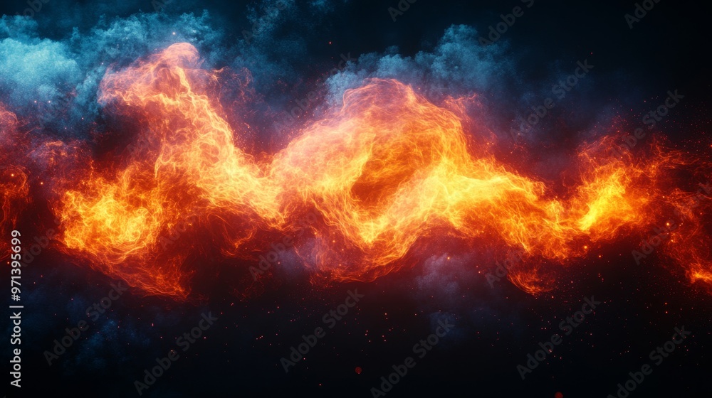 Abstract firey background. Fire on dark background Abstract firey background. Fire on dark background