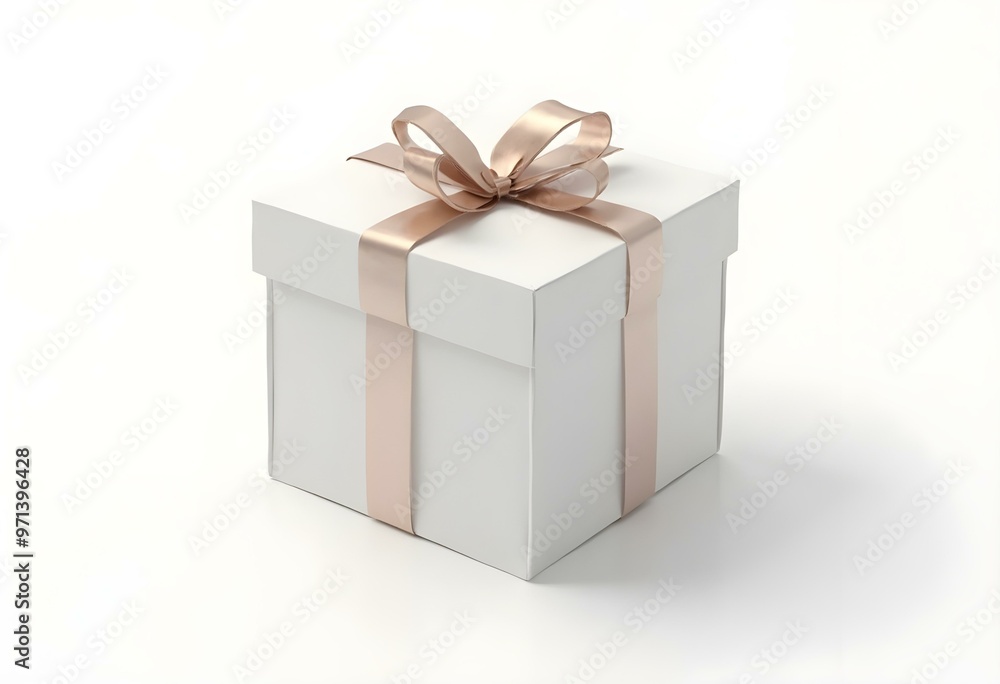 Elegant white gift box with ribbon isolated on white background Elegant white gift box with ribbon isolated on white background