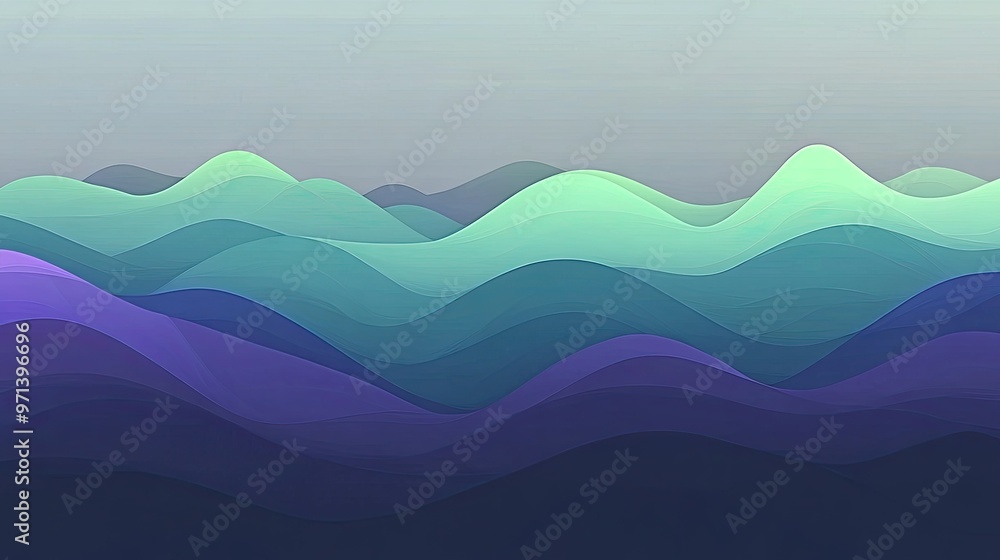 Fototapeta premium Abstract waves in soft colors creating a tranquil and serene landscape.