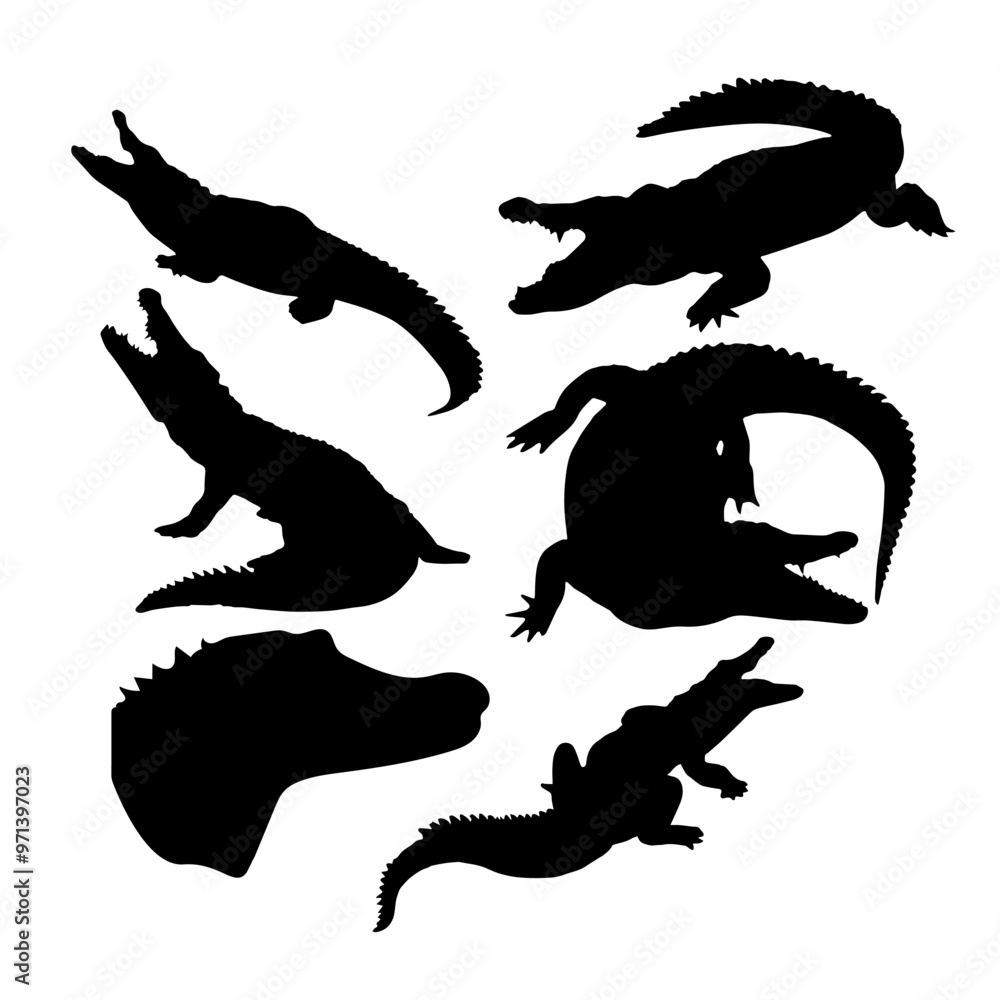 Free Vector Crocodile Silhouette Collection Free Vector Crocodile Silhouette Collection